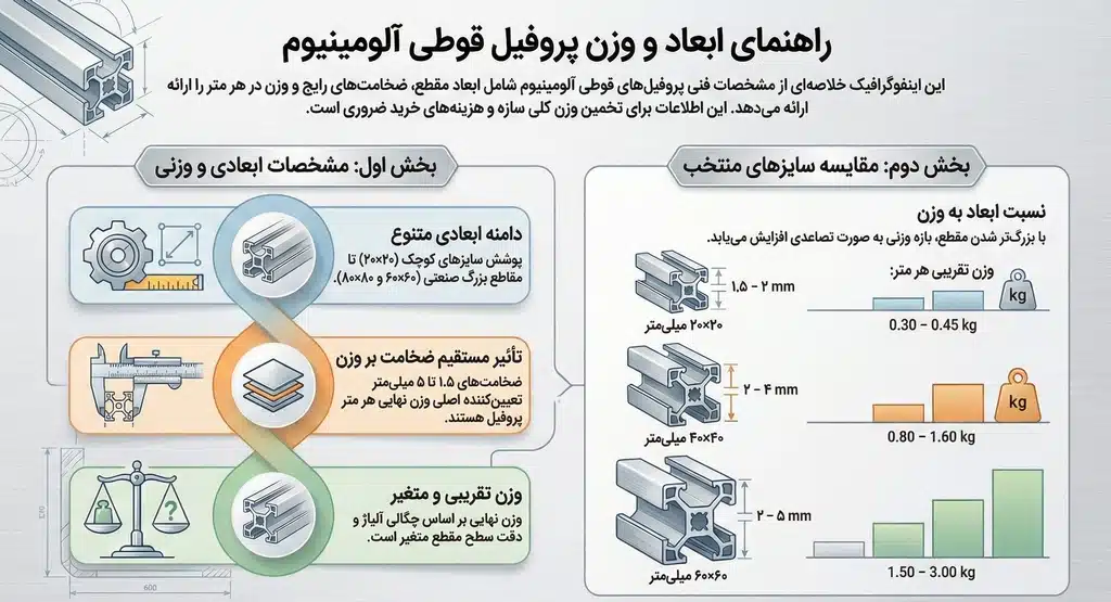 ابعاد استاندارد پروفیل آلومینیوم قوطی در بازار