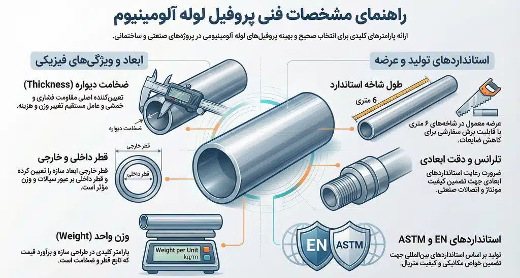 مشخصات فنی پروفیل آلومینیوم لوله